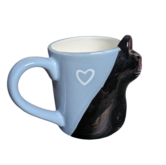 Cat Couple Set of Two Coffee Mugs Kissing Cats Pink and Blue Ceramic Mugs - Picture 10 of 16